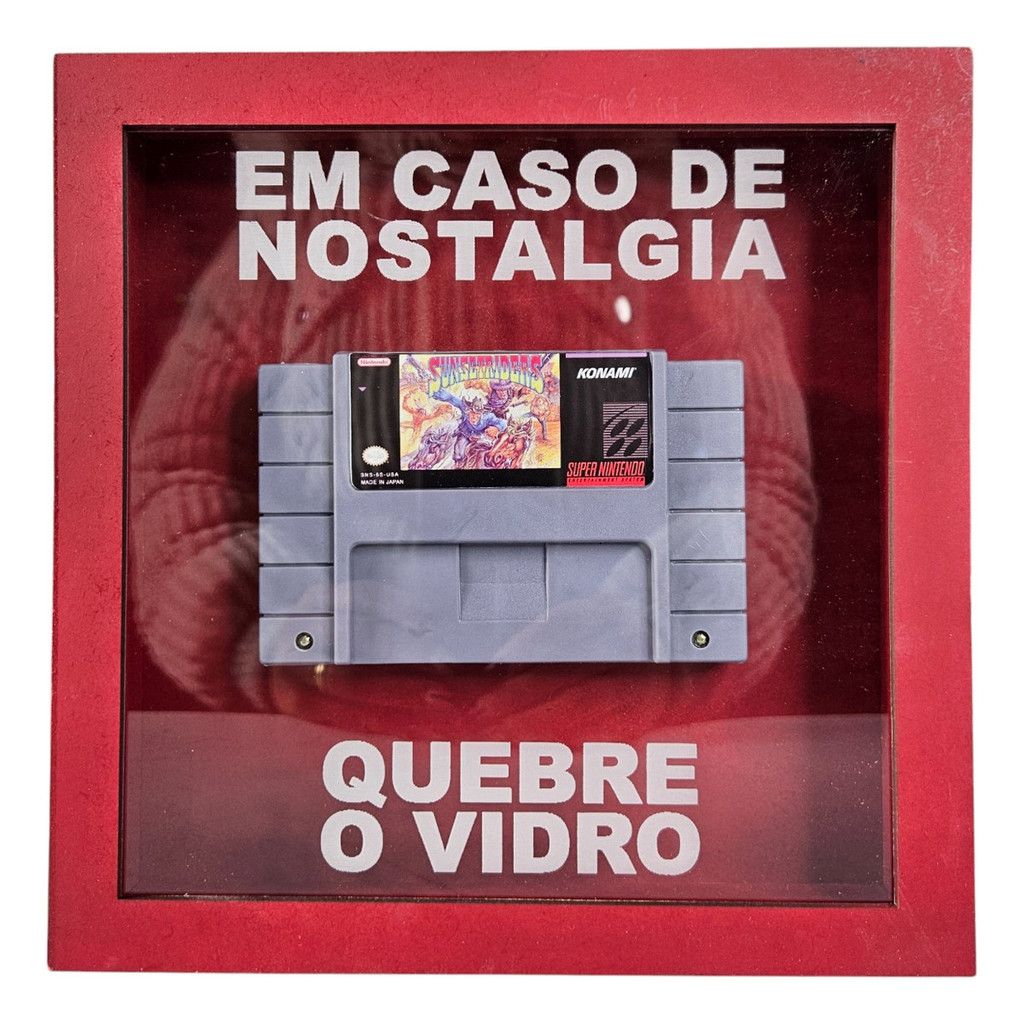 Quadro Cartucho Snes Sunset Riders Game Moldura Vermelho