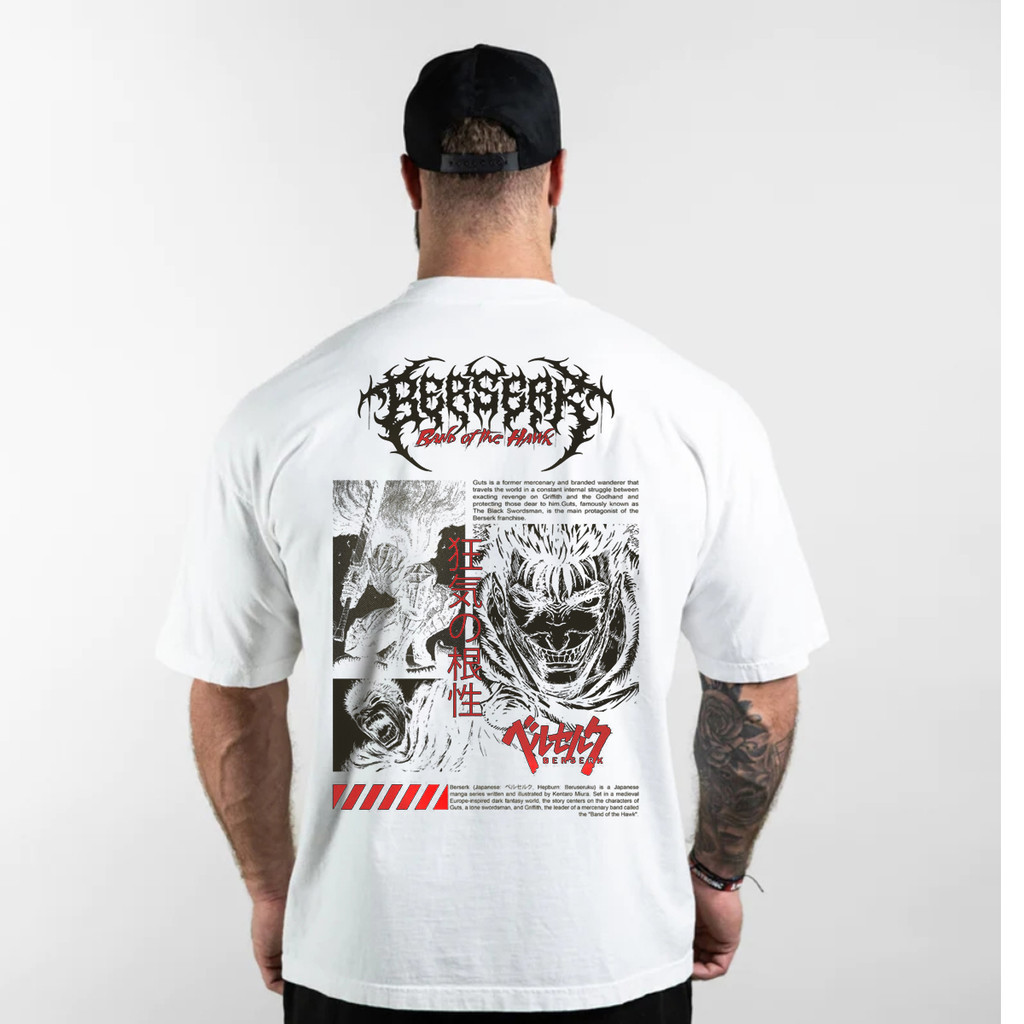 [Camiseta Premium em Algodão Puro]GXG Camiseta Oversized Berserk Musculação Grande Algodão Anime Treino Academia