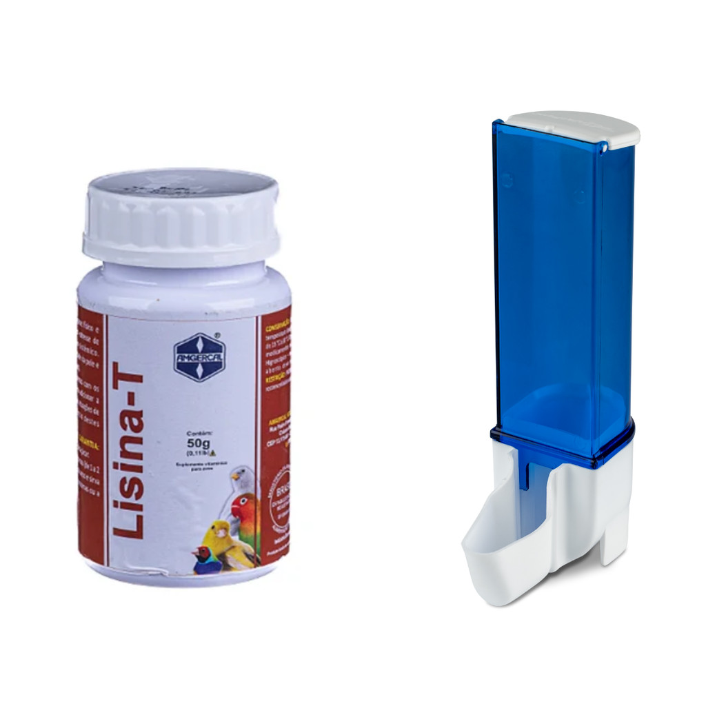 Lisina T Amgercal (50g) + Comedouro Automático Sertão Italiano Malha Fina (100ml)
