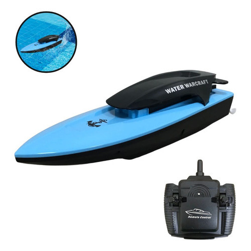 Barco Controle Remoto Lancha Veloz Azul Importway Brinquedo Aquático Ideal Para Piscina E Lago