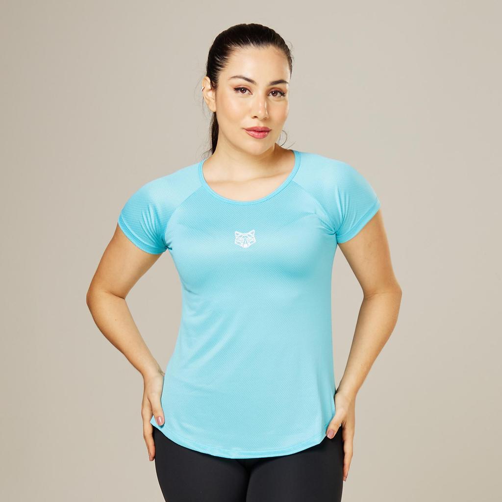 Camiseta Feminina Dry Fit Lobo Geométrico Fitness Alpha