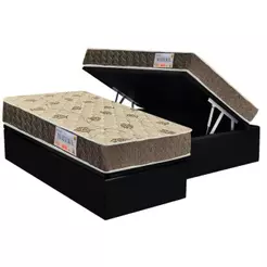 Cama Box Baú Solteiro: Colchão Anatômico Orthoflex D33 / EP Matera + Base CRC Suede Black(88x188)