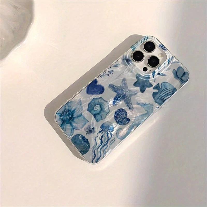 Capa Floral Marinho Para Samsung A07 A17 A15 A16 A54 A55 A34 A23 A35 S21 S22 S23 S24 FE ultra S25