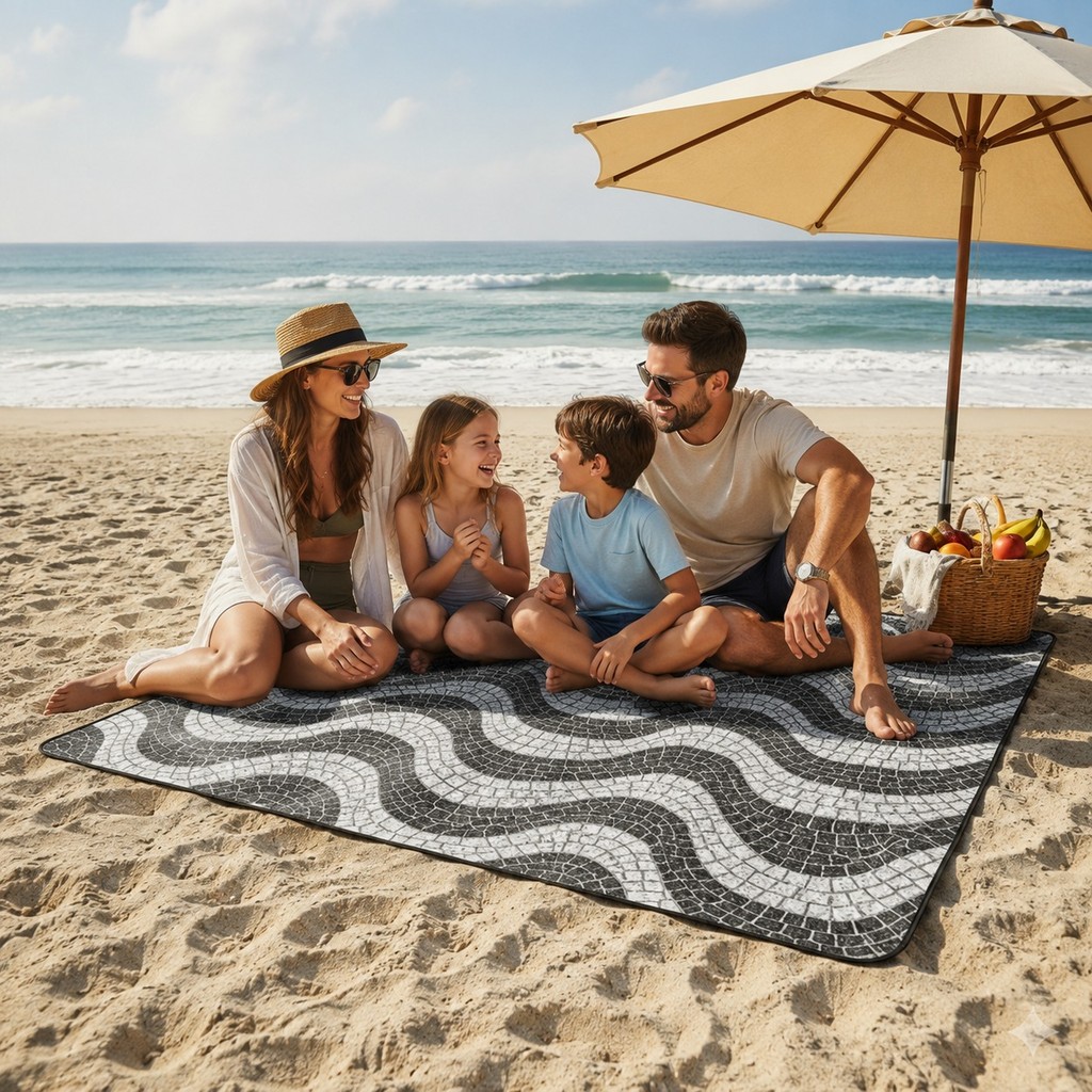 Tapete de Lazer Impermeável 1,50 x 1,40m – Praia, Piscina e Atividades Externas