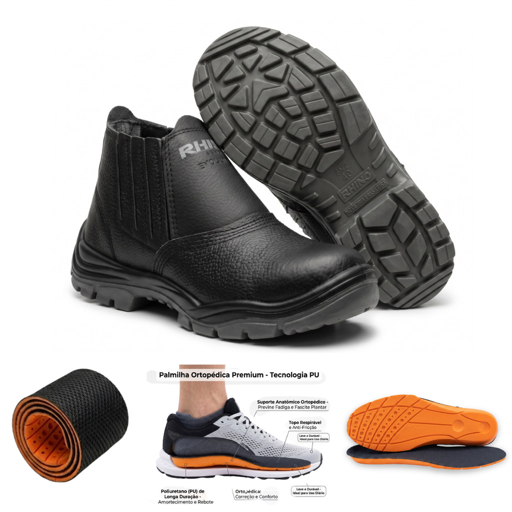 Botina Bidensidade Bota Bico PVC com Palmilha Ortopédica