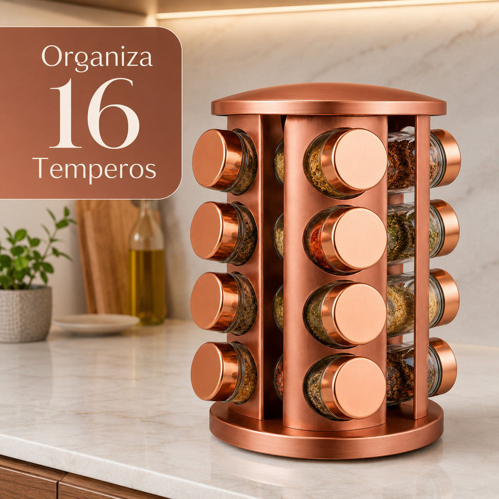 Organizador Porta Temperos Giratório 360° Inox Organizador Porta Temperos Com 16 Potes De Vidro