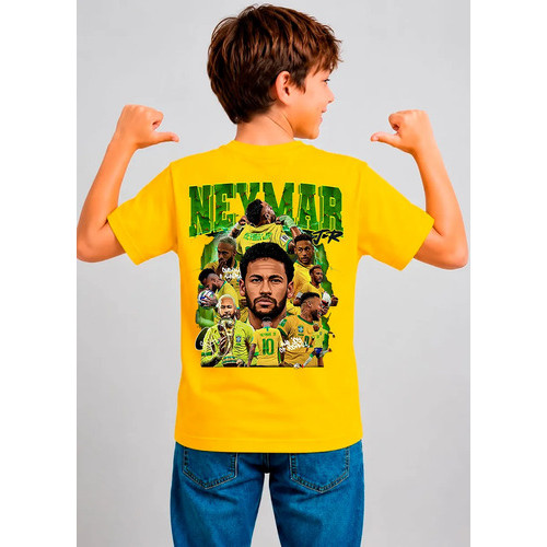 Camiseta Infantil NeymarJr Seleção Brasileira Estampada em Algodão Confortável Futebol Unissex Presente EsportivoPremium