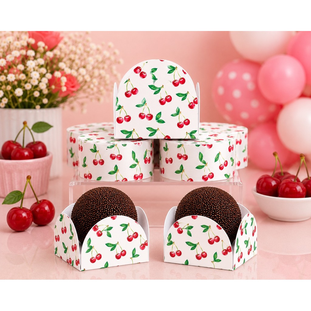Forminha de Doces Cerejinha Personalizada Lembrancinha de Festa Aniversário