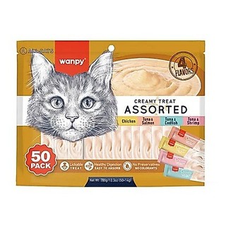 Petisco Cremoso para Gatos Wanpy Creamy 700g – 50 Sachês (Sabores Sortidos)