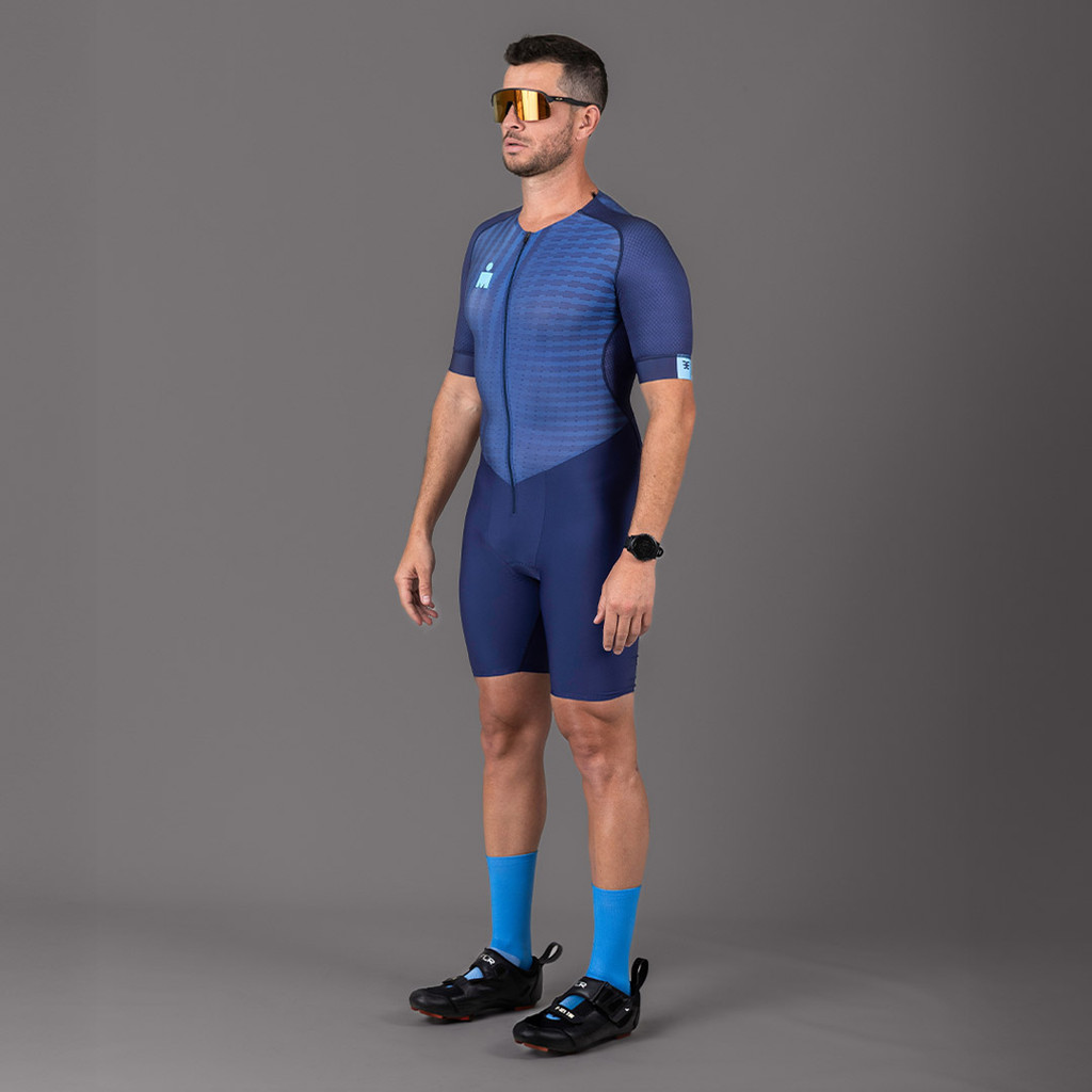 Imagem Macaquinho Triathlon c/ manga Carbon IRONMAN Azul Masculino III