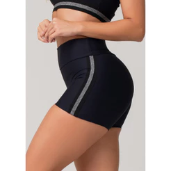 SHORT FITNESS FEMININO COM ELÁSTICO LATERAL LISTRADO MESCLA NATION DLK