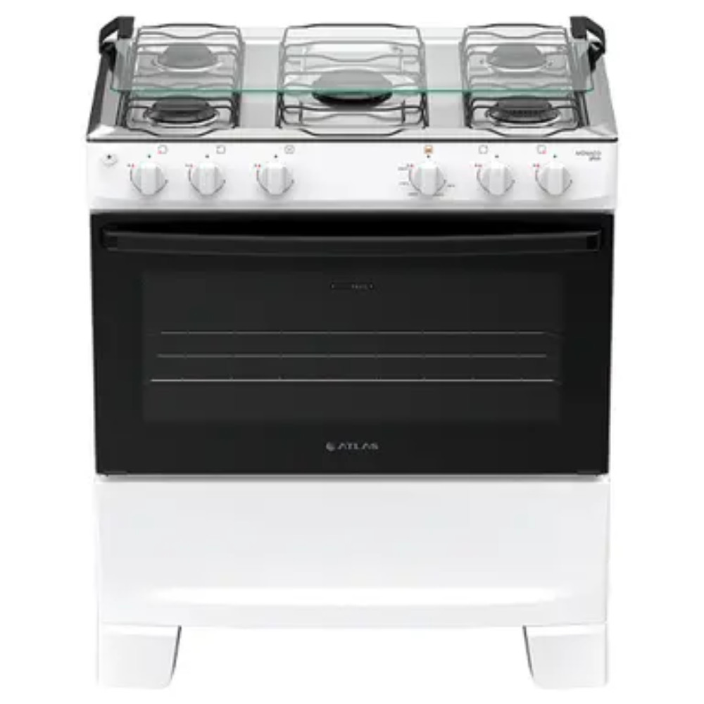 Fogão Mônaco Plus 5 Bocas Automático Mesa de Inox Forno Atlas