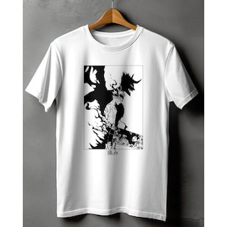 Camiseta Masculina Feminina Oversized Estampa Personagem Demônio Mangá Preto e Branco Camiseta Streetwear