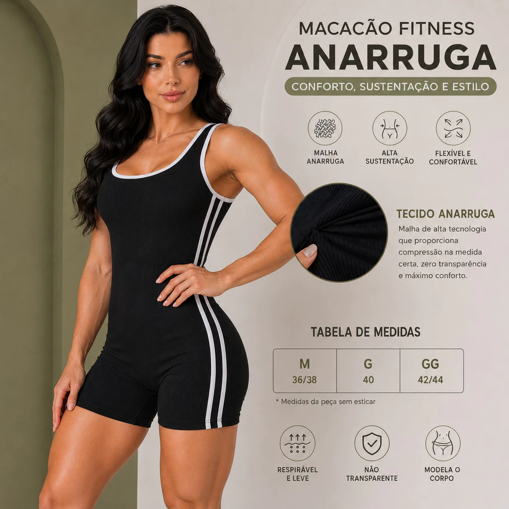 Macaquinho Feminino Canelado Justinho Moda Verão Confortável — imagem 1