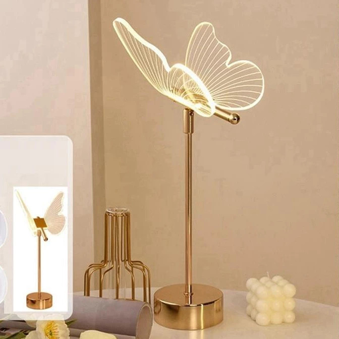 Candeeiro De Mesa Borboleta Luz Noturna Nórdica Para Quarto Bivolt 3cors - Presente De Natal