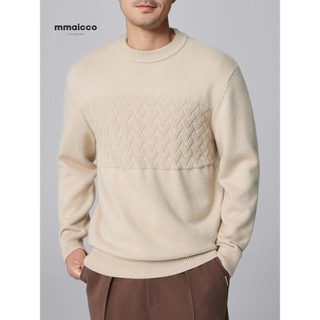 Momaike Suéter masculino com textura Jacquard, gola redonda, pulôver masculino de inverno 2024, suéter Base Casual