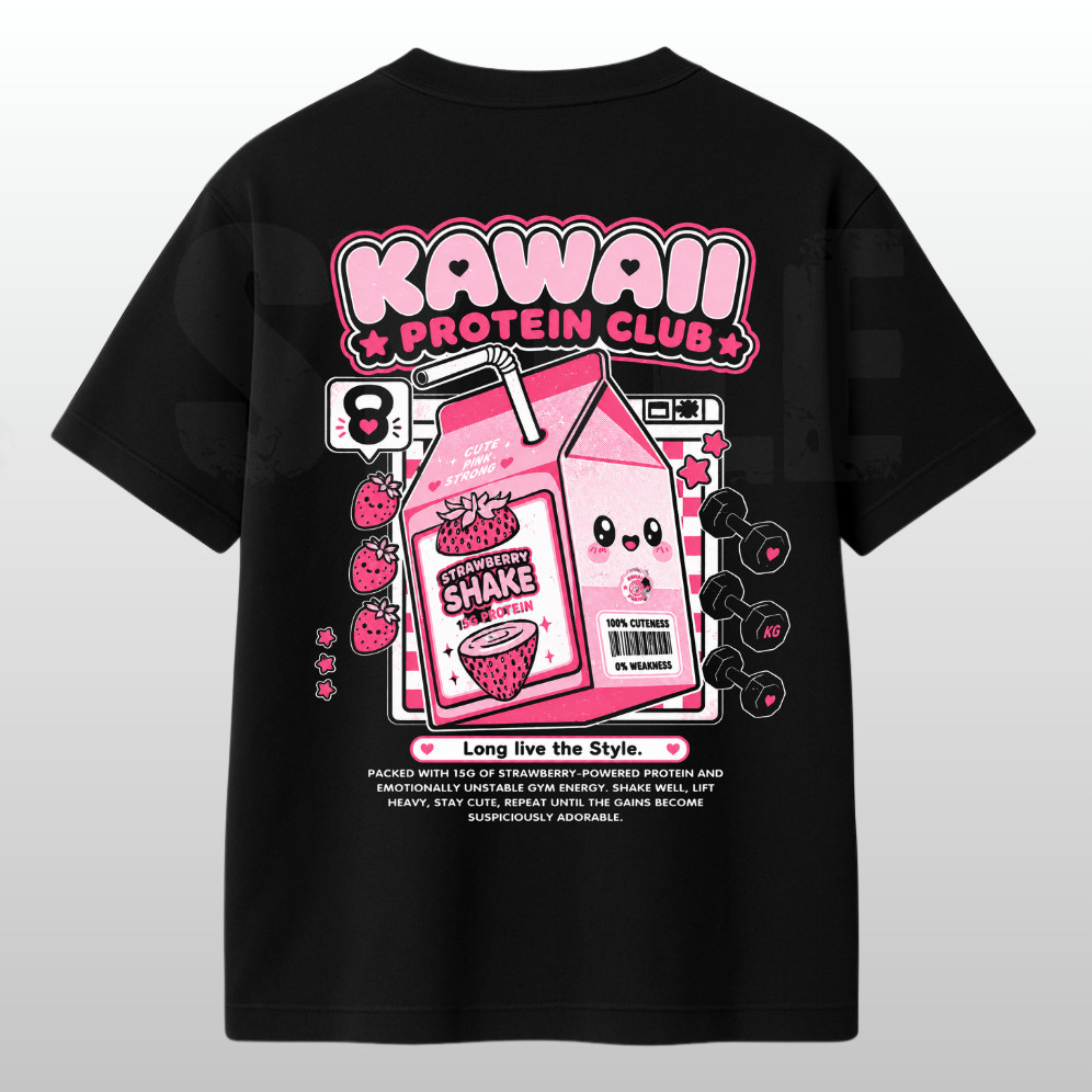 Camiseta Oversized Anime Kawaii Streetwear 100% Algodão Feminino Academia Casual Camisa Estampada Premium Gym