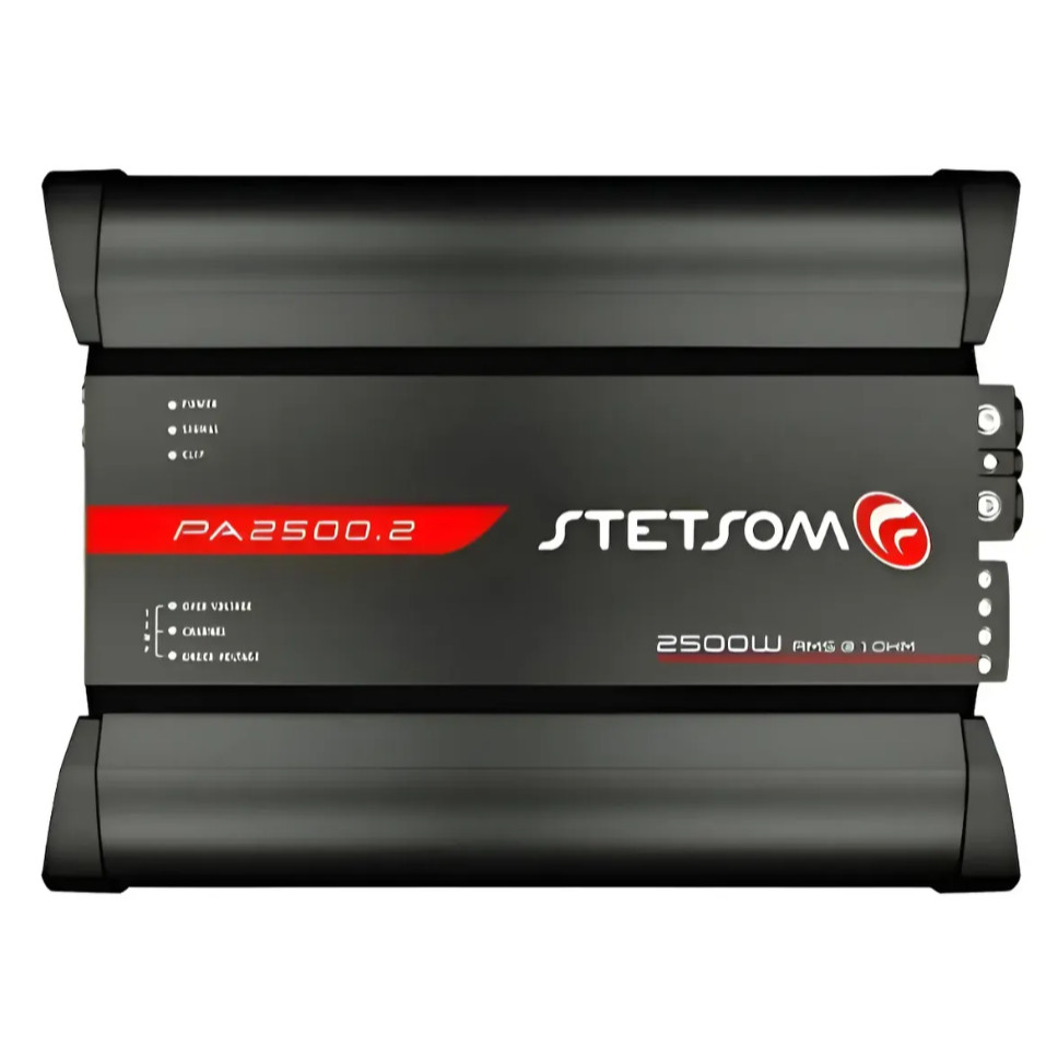 Módulo Amplificador Stetsom PA2500.2 2 Canais 2500W RMS 1 Ohm Equalizador Grave Médio EQ Automotivo