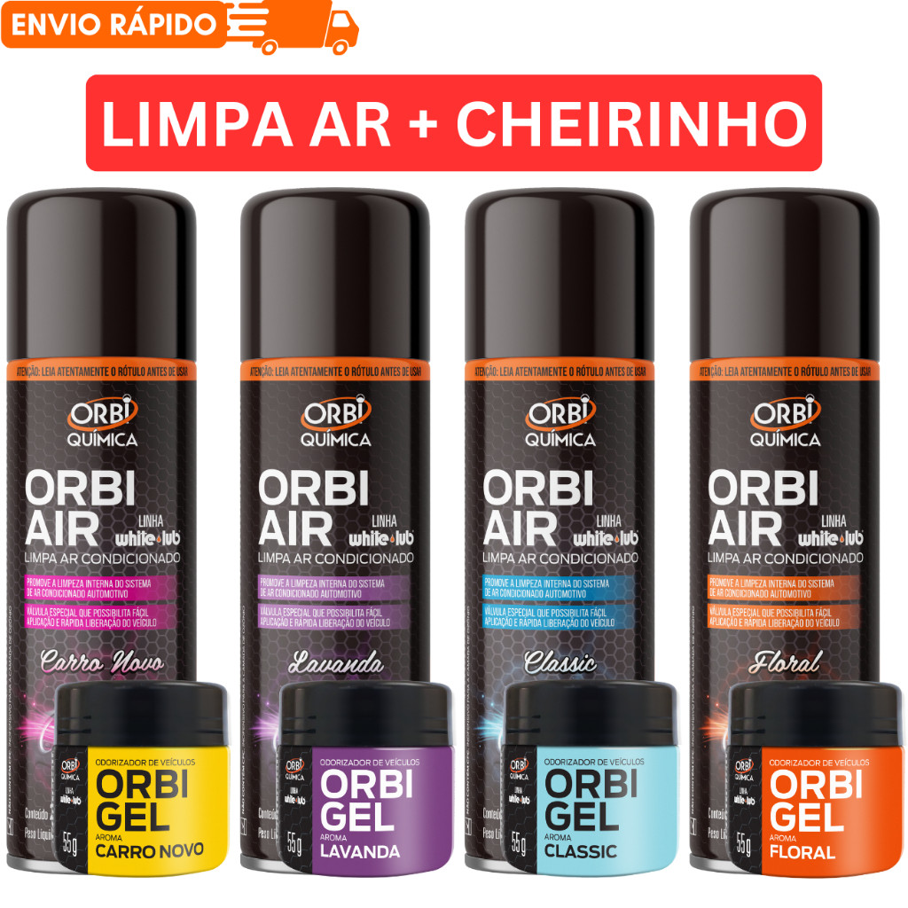 Kit Limpa Ar Condicionado Higienizador Spray Orbi 200ML Aromatizador + CHEIRINHO