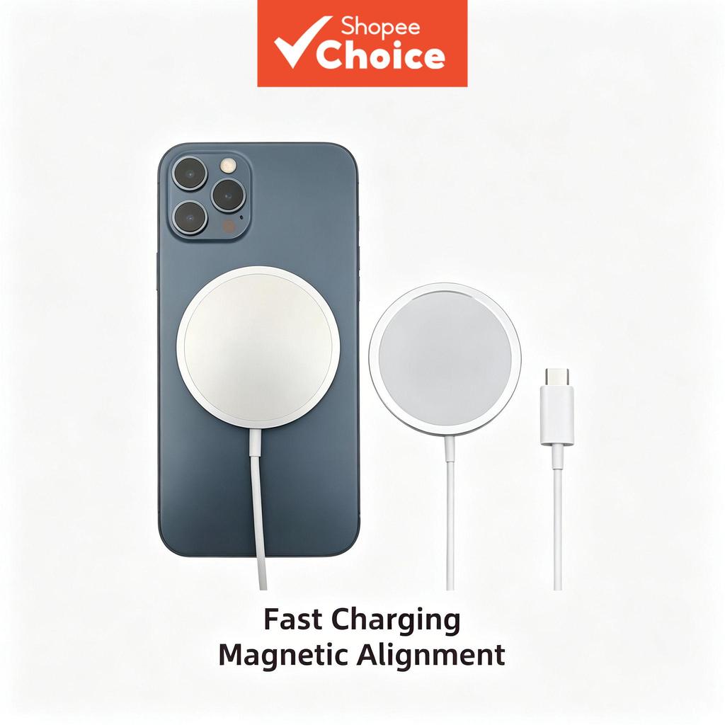 Carregador Magnético Sem Fio Tipo-C 20W, Cabo USB-C, Carregamento Rápido, Design 2 em 1, Carrega Celular e Fones