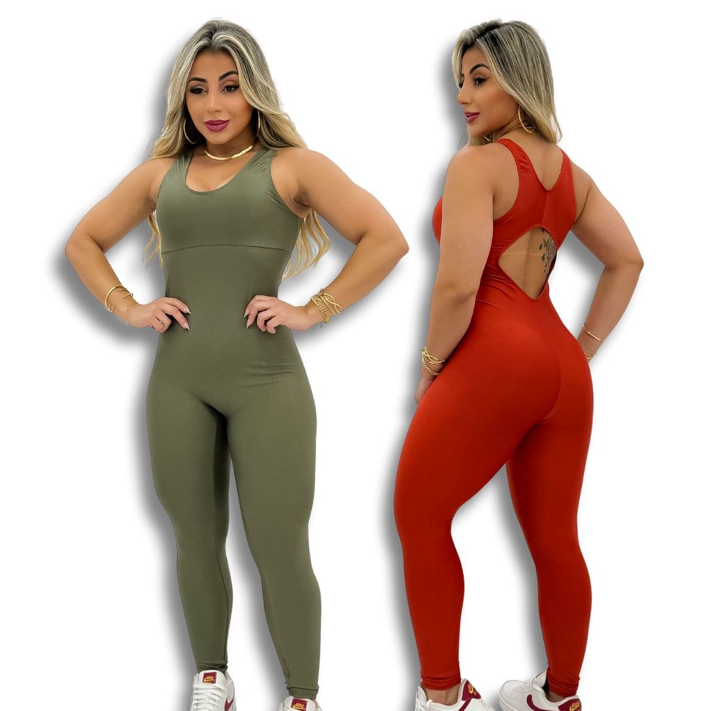 Macacão Leg Feminino De Academia Longo Fitness Liso