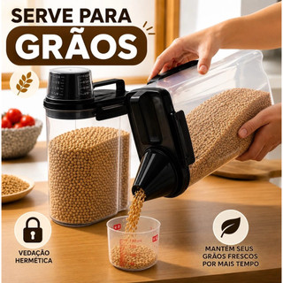 Pote Hermético 2.5L Com Copo Medidor Bico Dosador Cozinha Mantimentos Lavanderia Multiuso…