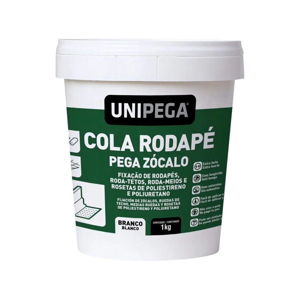Cola Ultra Rapida Fixa Molduras Rodapé Roda Teto Branco 1kg