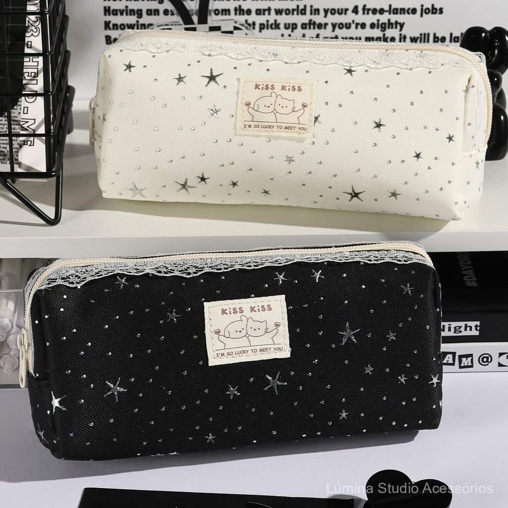Estojo de lápis em formato de estrela de grande capacidade, caixa de papelaria de alta estética, bolsa de papelaria port