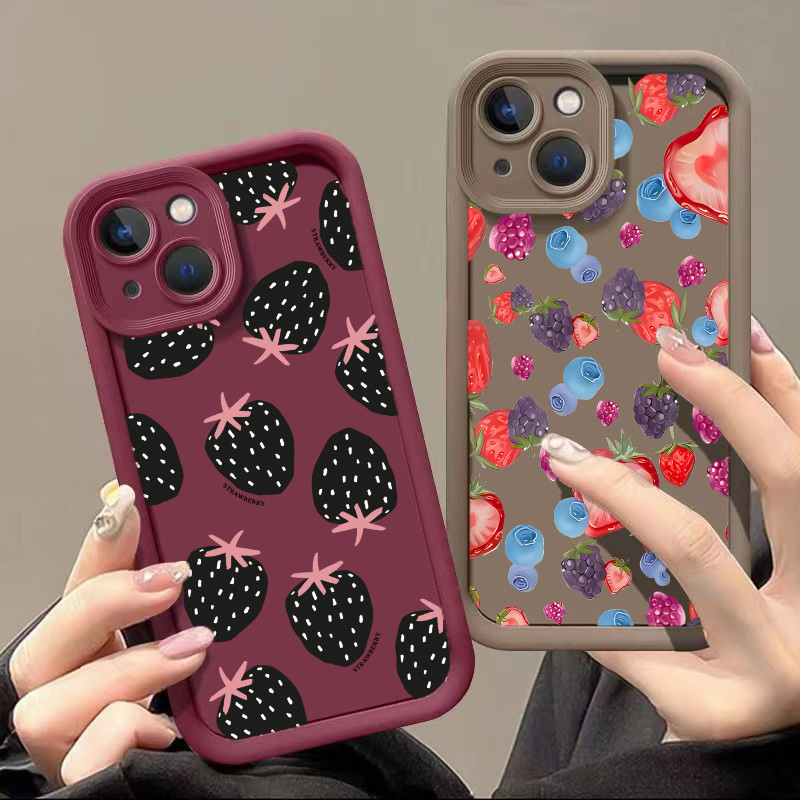 Fruta Dos Desenhos Animados Morango Impressão Caso De Telefone Compatível Para Samsung A15 A21S A22 A23 A24 A25 A31 A32 