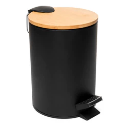 Lixeira Metálica 3L com Pedal e Tampa de Bambu