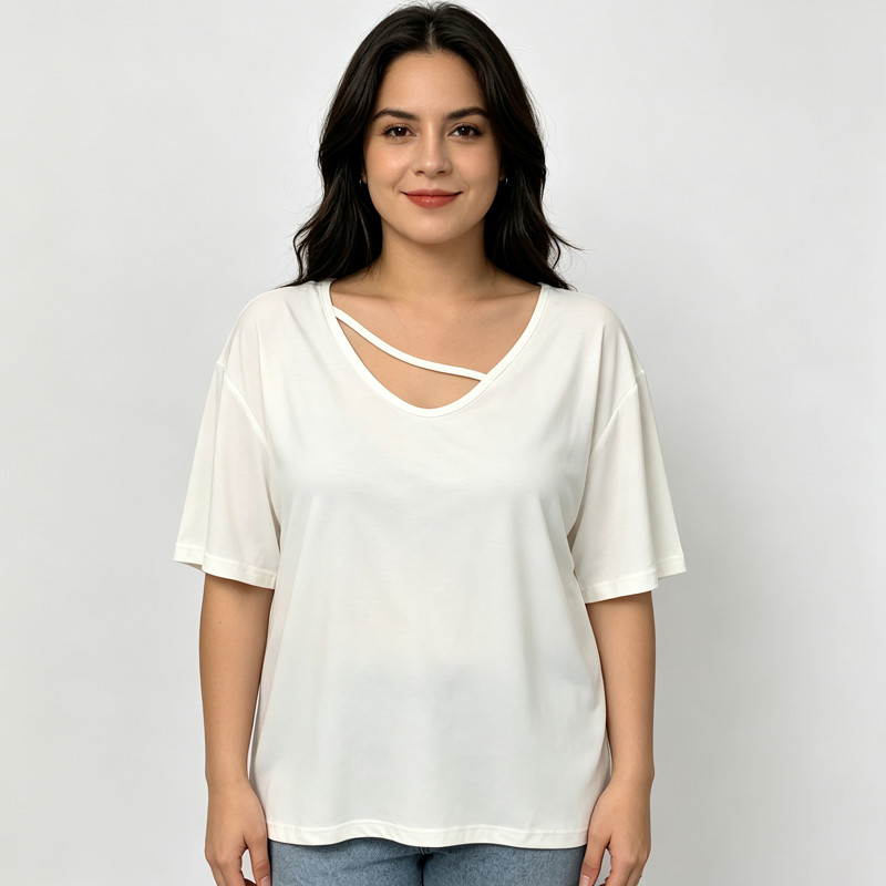 [Roupas femininas Plus size] Camiseta Casual solta 150kg pode usar gordura mm roupas femininas de tamanho Extra grande 1