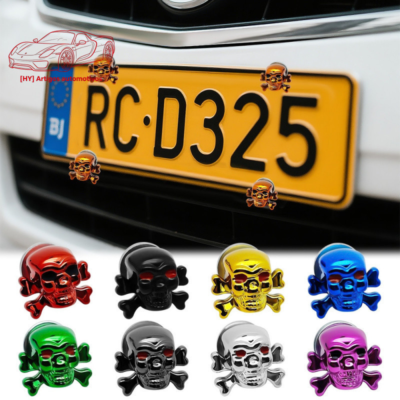 2/4 Peças Parafuso de Fixação Universal Estilo Caveira para Placas de Carros e Motocicletas 3296