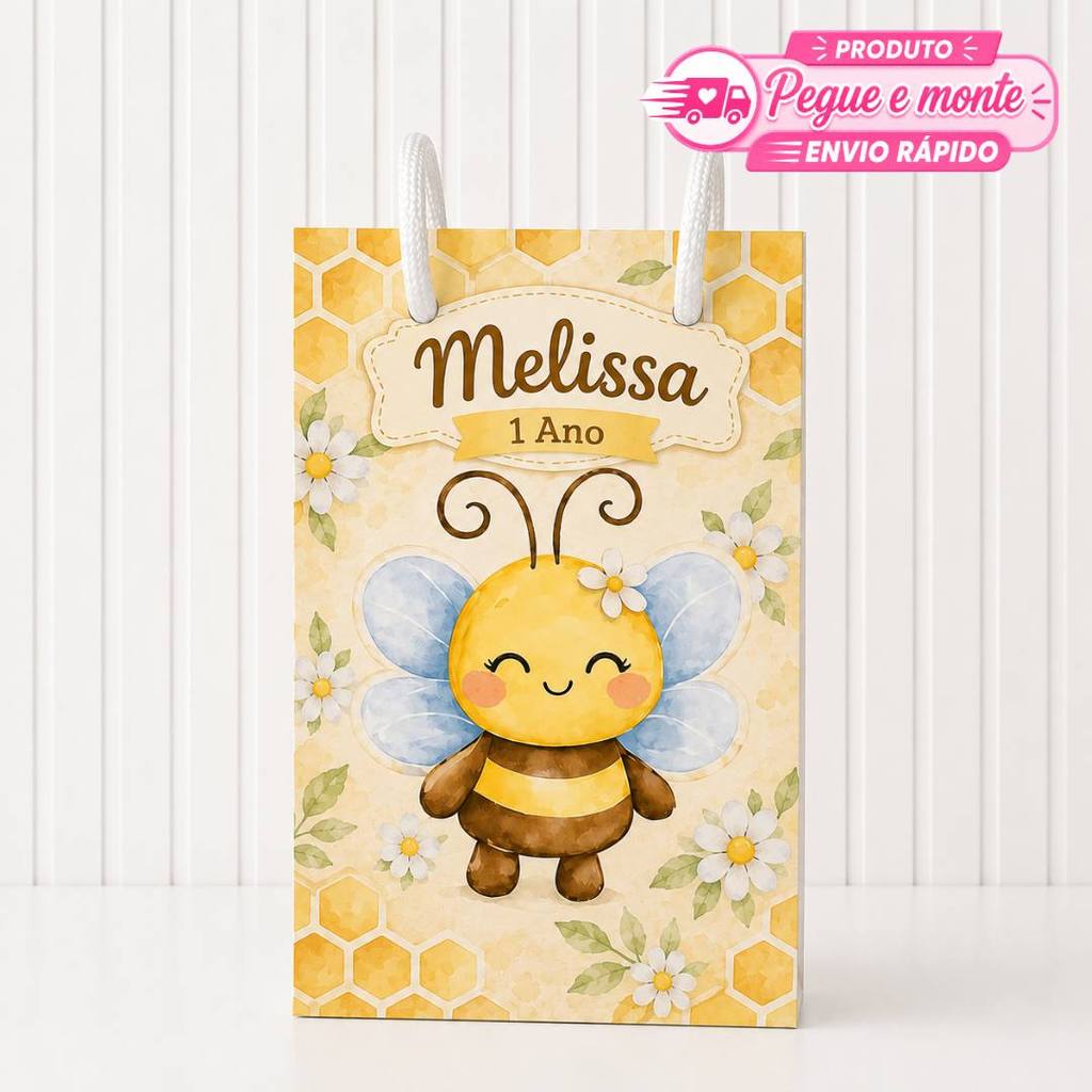 Sacolinha Pequena Abelhinha Personalizada  Lembrancinha Para Festa Infantil Aniversário