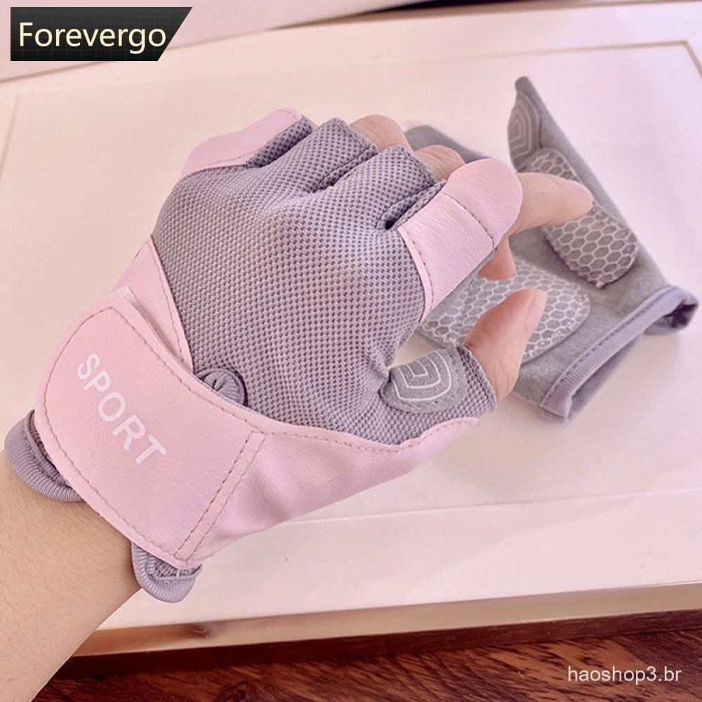 FOREVERGO 1 Par Feminino Meio Dedo Luvas De Fitness Antiderrapante Resistente Ao Desgaste Absorção De Choque Treino Para
