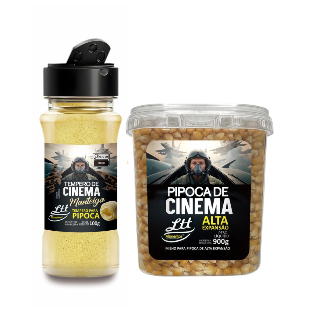 Tempero Para Pipoca Sabor Manteiga 100g + MILHO DE PIPOCA DE CINEMA POTE 900G