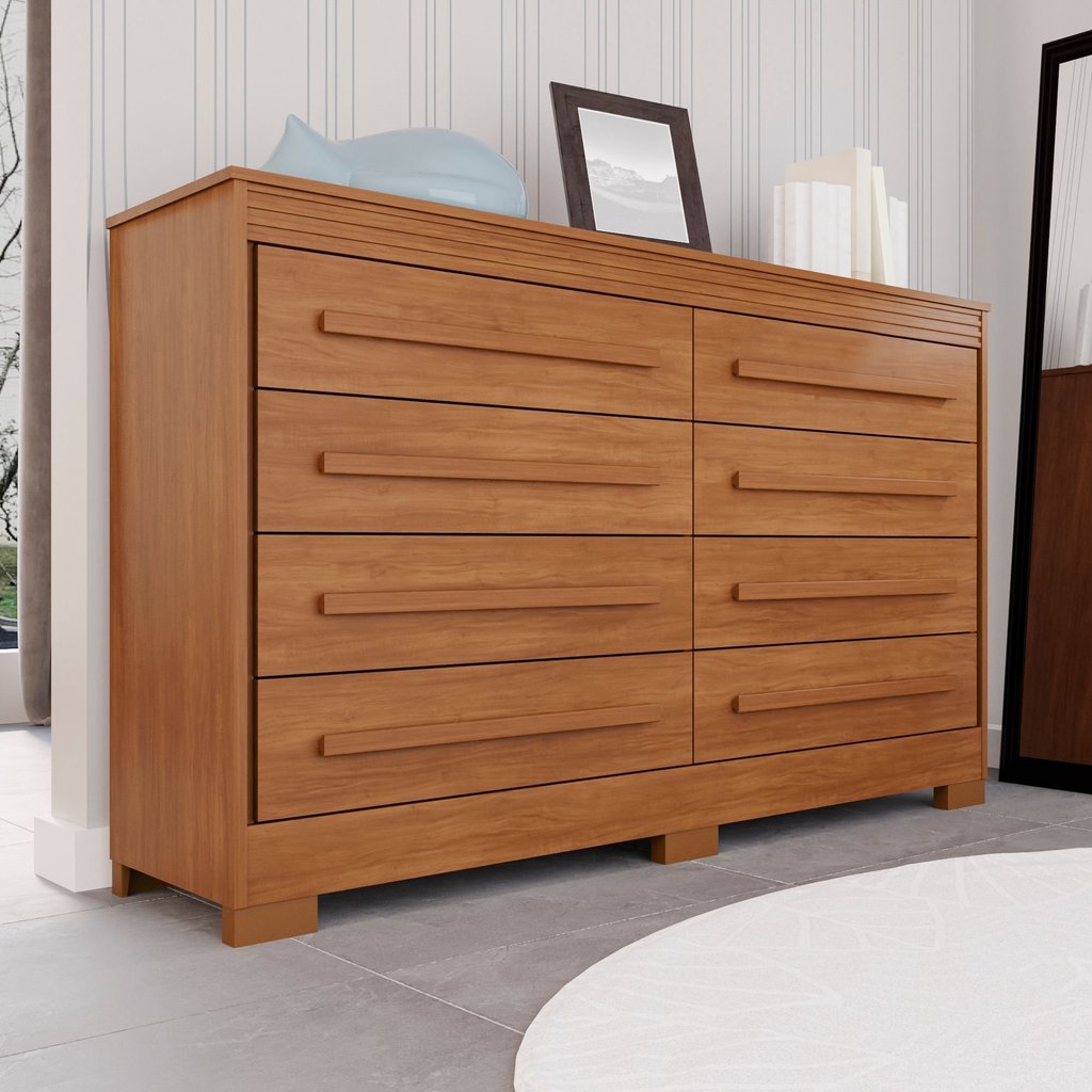 Cômoda para Quarto 8 Gavetas Diamante Espresso Móveis Marrom/Cinamomo Cinamomo