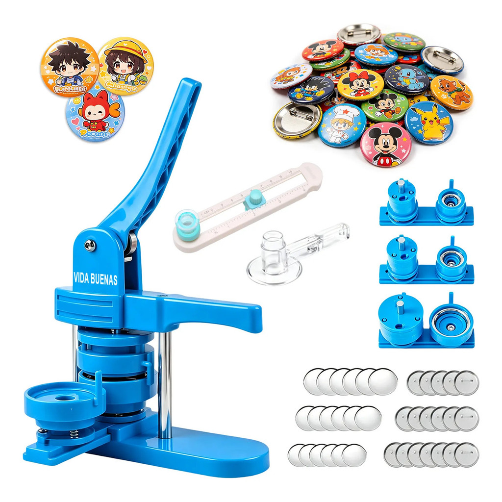 32mm/44mm/58mm Branco Pins E Bottons 300 Kits Para+ Máquinas De Botons + Matriz+cortador
