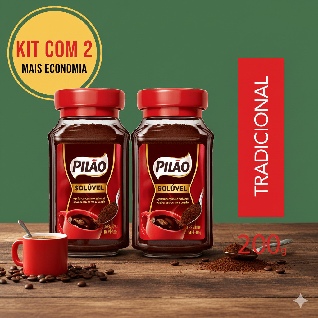 Kit Café Pilão Solúvel tradicional 2 unidades de 100gr
