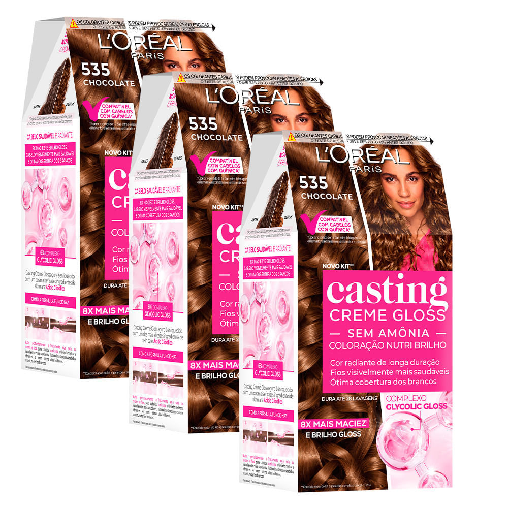 Kit 3 Tinturas Casting Creme Gloss - Chocolate 535