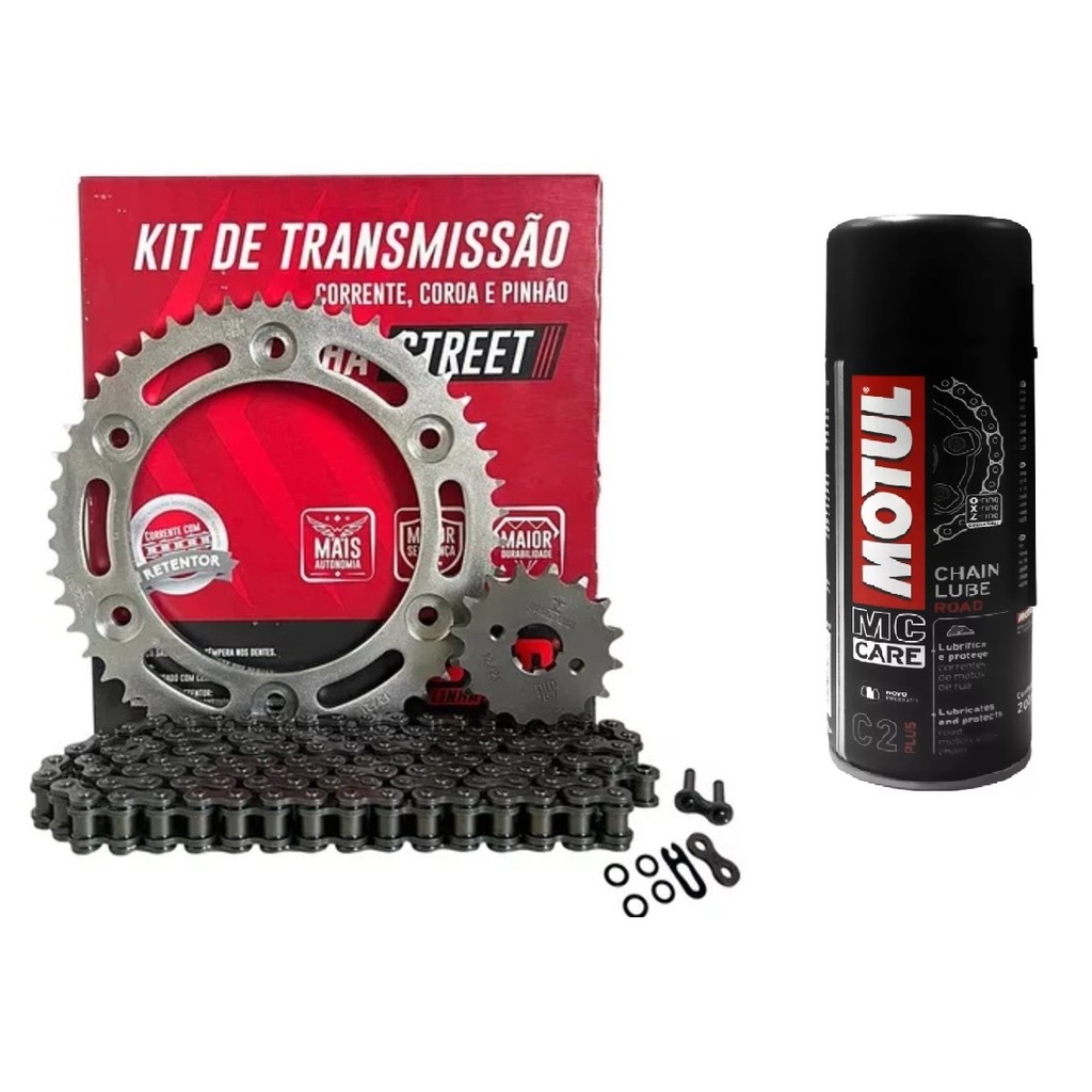 KIT TRANSMISSAO RELAÇÃO TRAÇÃO FAZER 250 2018 2019 2020 2021 2022 2023 2024 + BRINDE