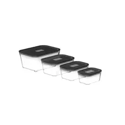 Kit de Potes de Vidro Hermético Ou 4 Peças Linha Fresh Lock