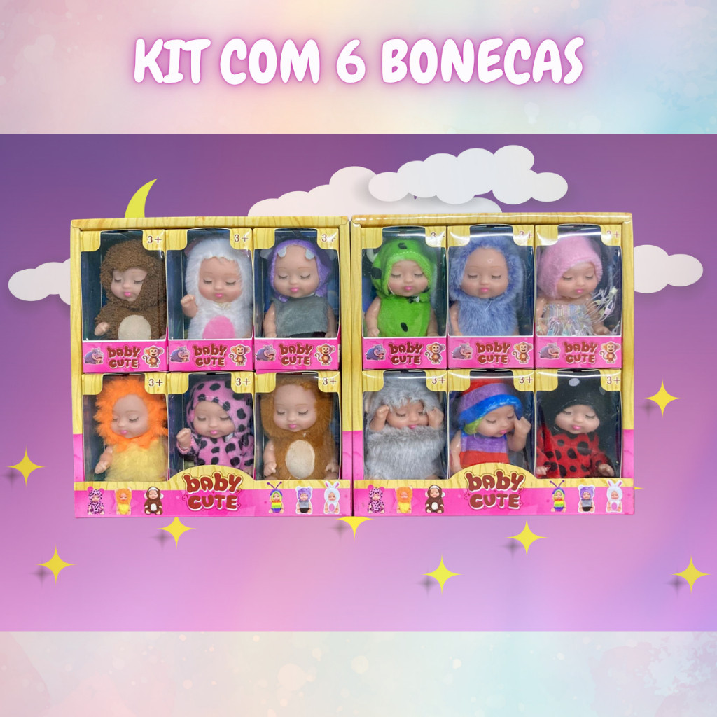 Kit 6 -12 Mini Bebe Reborn Realistas Brinquedo Meninas Coleção Bichinhos Bonecas Fofas — imagem 2 de 2