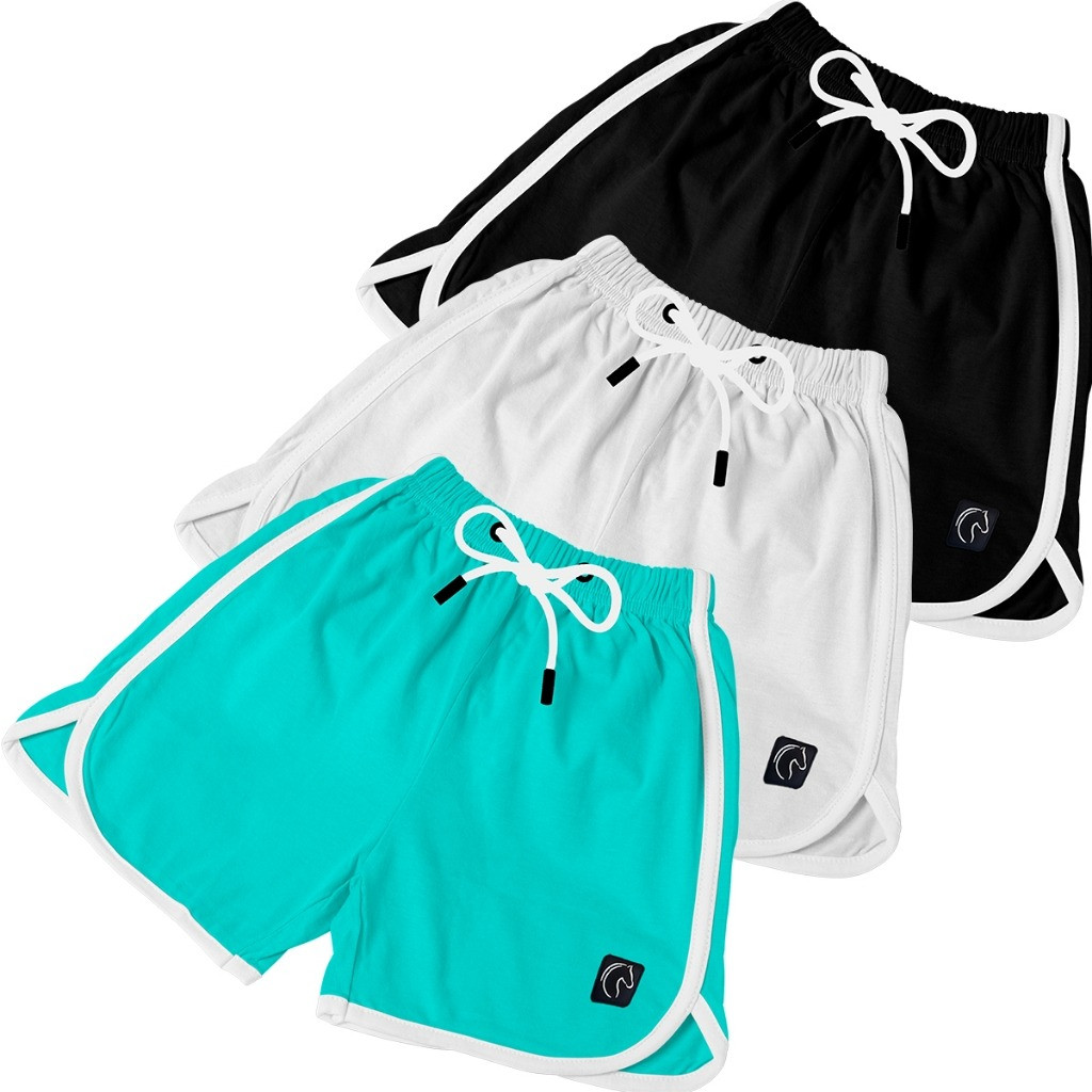 Kit 3 Shorts Feminino Fitness Estampado Academia Caminhada Praia Verão