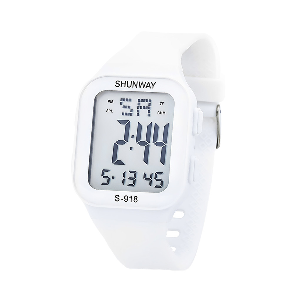 Relógio Digital Shunway S-918 Branco – Estilo Esportivo