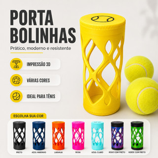 Porta Bolinhas de Tênis para 3 Bolas com Tampa | Organizador Decorativo em Impressão 3D