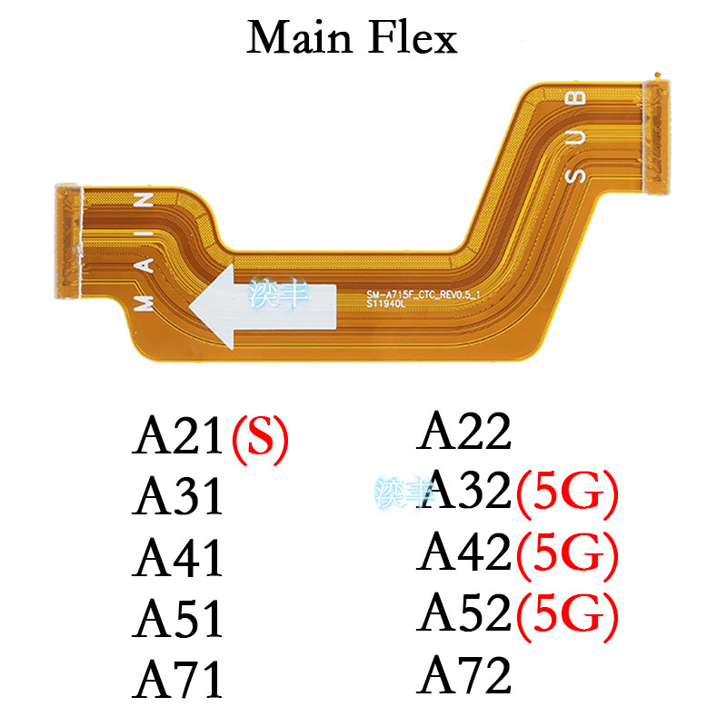 Cabo Conector Da Placa-Mãe JDT Para Samsung Galaxy A51 A71 A22 A32 A42 A21S A31 A41 A52 A72 4G 5G Principal Flexível