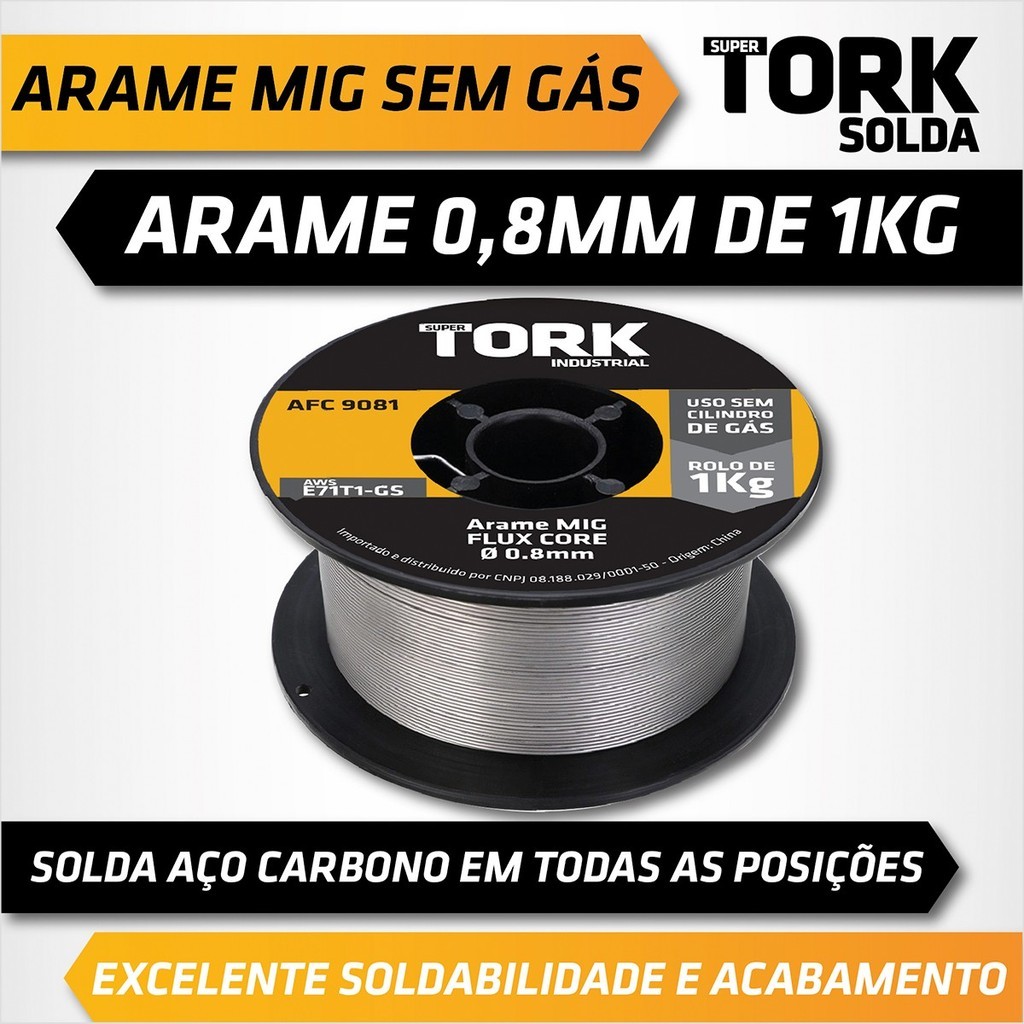 Arame de Solda Tubular MIG Rolo 1Kg 0.8mm/1.mm Rolo Para Soldagem Desempenho e Proditividade - Tork · foto 2