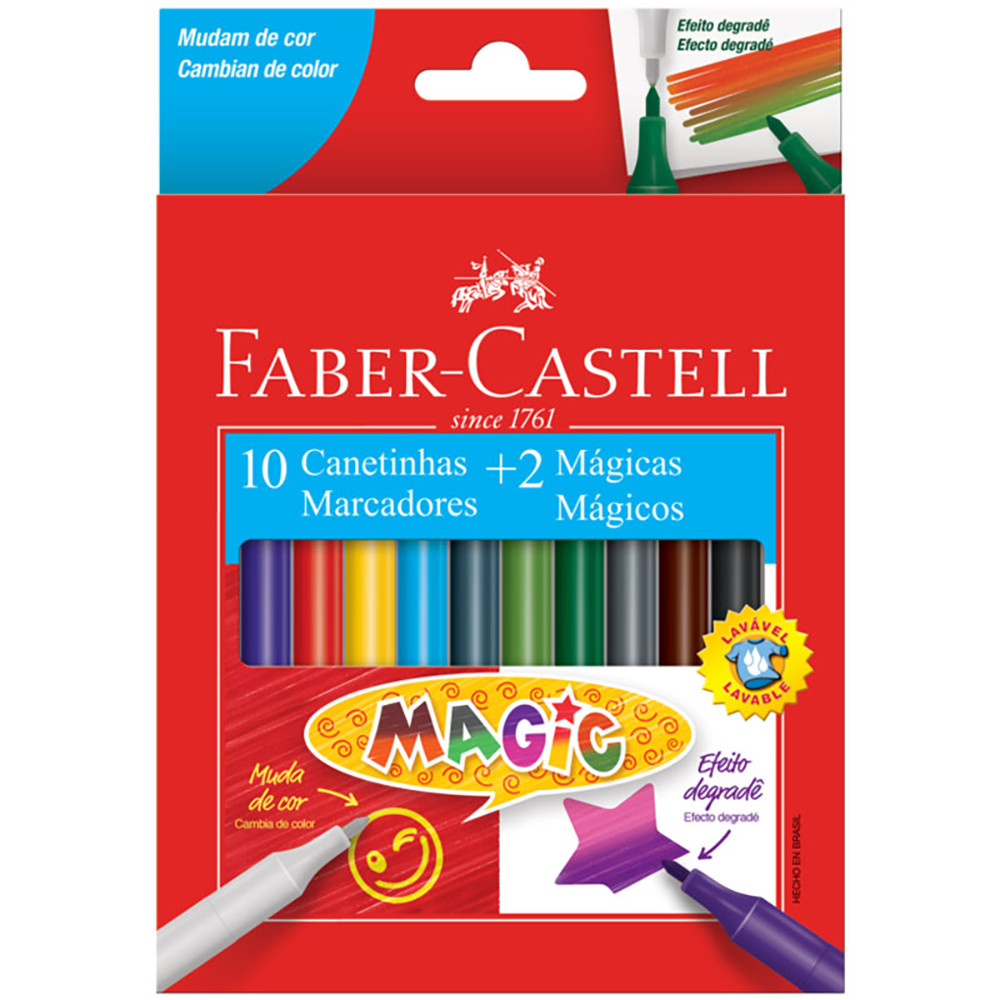 Caneta hidrográfica Magic 10 cores +2 150112MZF/555433 Faber-Castell