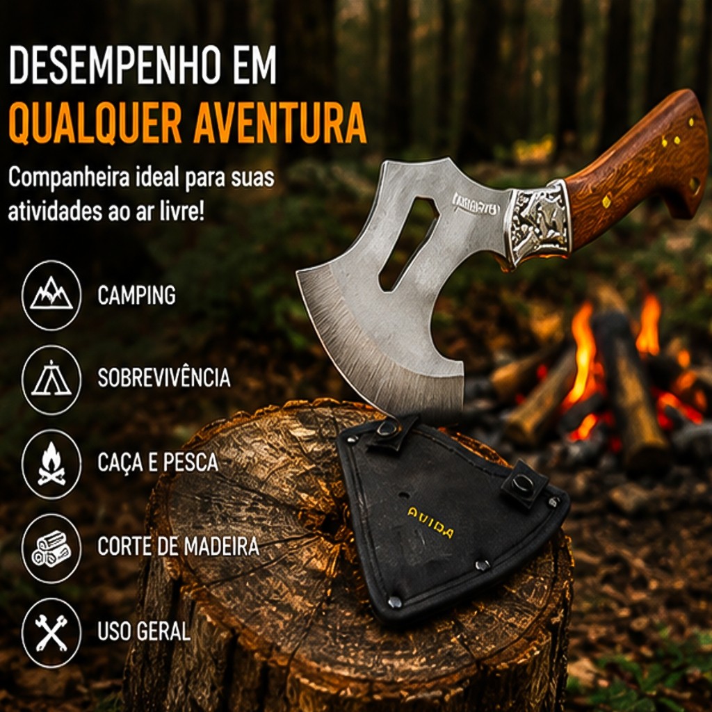 Machadinha de Aço Forjado Artesanal Profissional Com Bainha Cabo Ergonômico Churrasco Açougue · foto 2