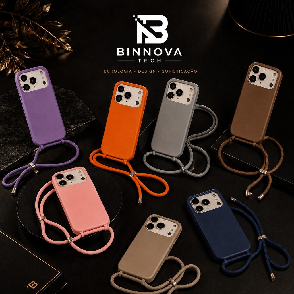 Capa com Cordão para Celular  Alça Pescoço Anti Queda ip  16 ao 18